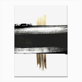 Black And Gold Brushstrokes 6 Canvas Print