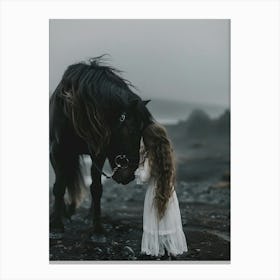 Little Girl And Horse Canvas Print