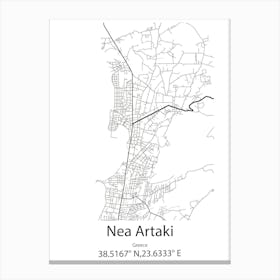 Nea Artaki,Greece Minimalist Map Canvas Print