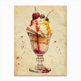 Retro Kitsch Ice Cream Sundae 4 Canvas Print