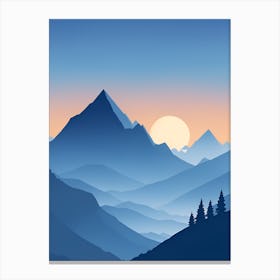 Misty Mountains Vertical Composition In Blue Tone 51 Canvas Print