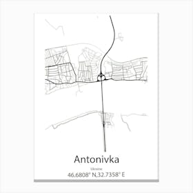 Antonivka,Ukraine Minimalist Map Stampe su tela