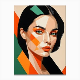 Geometric Woman Portrait Pop Art (50) Canvas Print