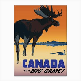 Canada For Big Game, Moose on Sunset Canvas Print