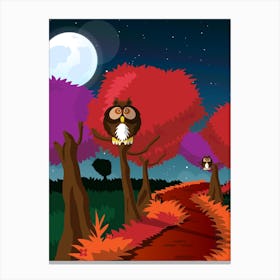 Owls In The Forest Canvas Print