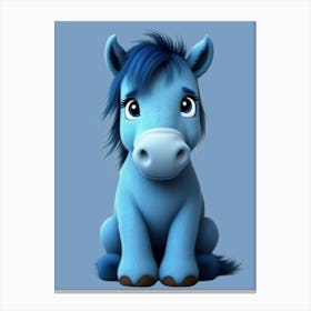 Cute Blue Horse Canvas Print