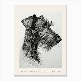 Irish Wolfhound Terrier Dog Line Sketch 2 Poster Canvas Print
