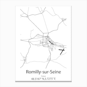 Romilly Sur Seine,France Minimalist Map Canvas Print