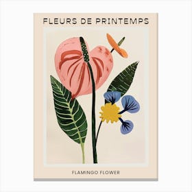 Spring Floral French Poster  Flamingo Flower 4 Canvas Print