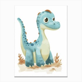 Blue Pastel Dryosaurus Dinosaur 2 Canvas Print