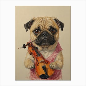 Pug Playing Violin 2 Canvas Print
