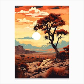  Retro Illustration Of A Joshua Tree Pattern In Grand 3 Canvas Print