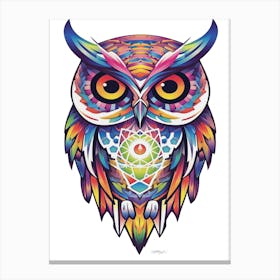 OLenaArt's Modern Whimsical Geometric Owl Canvas Print