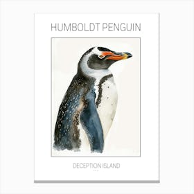 Humboldt Penguin Deception Island Watercolour Painting 3 Poster Canvas Print