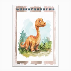 Cute Watercolour Of A Camarasaurus Dinosaur 2 Poster Canvas Print