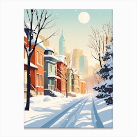 Vintage Winter Travel Illustration Montreal Canada 2 Canvas Print