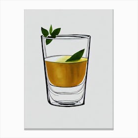 Brandy Alexander Minimal Line Drawing With Watercolour Cocktail Poster Canvas Print