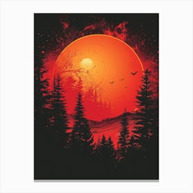 Sunset In The Forest Canvas Art Canvas Print