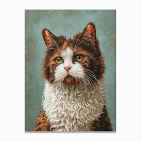 Selkirk Rex Cat Relief Illustration 4 Canvas Print