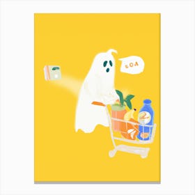 Cute Llitle Ghost At The Supermarket Canvas Print