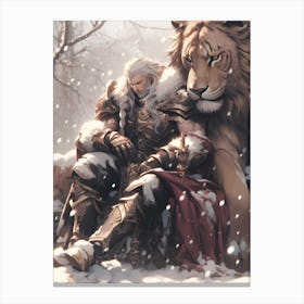 Wolf And Lion Canvas Print