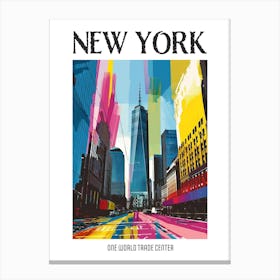 One World Trade Center New York Colourful Silkscreen Illustration 3 Poster Canvas Print