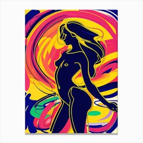 Vibrant Abstract Nude Woman Canvas Print