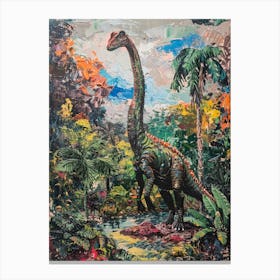 Dinosaur Tropical Brushstroke Painting Canvas Print