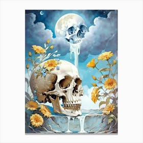Surrealist Floral Skull Painting (14) Canvas Print