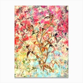 Impressionist Commelina Africana Botanical Painting in Blush Pink and Gold n.0039 Canvas Print