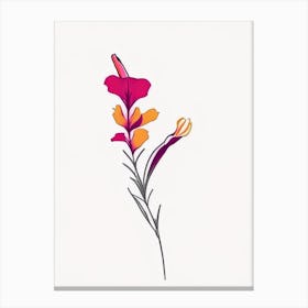 Snapdragon Floral Minimal Line Drawing 1 Flower Canvas Print