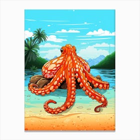 Coconut Octopus Illustration 15 Canvas Print