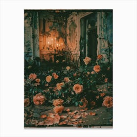 Abandoned Chateau Roses Canvas Print
