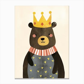 Little Black Bear 2 Wearing A Crown Canvas Print