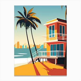 Miami Beach Florida, Usa, Bold Outlines 2 Canvas Print