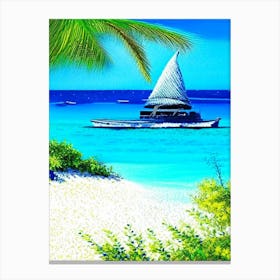 Ambergris Cay Turks And Caicos Pointillism Style Tropical Destination Canvas Print