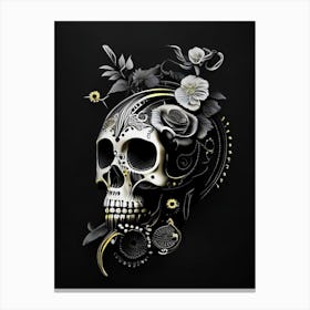 Skull With Floral Patterns 1 Yellow Stream Punk Canvas Print