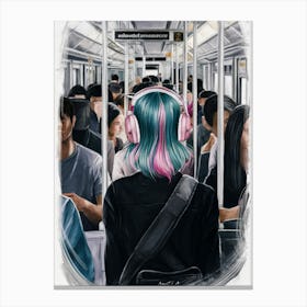 Girl On A Subway Leinwandbild