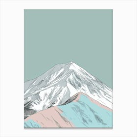 Mount Kenya Color Line Drawing (3) Canvas Print