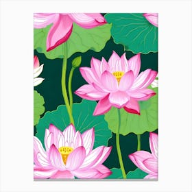 Lotus Flower Seamless Pattern Vector Canvas Print