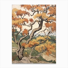 European White Elm 2 Vintage Autumn Tree Print  Canvas Print