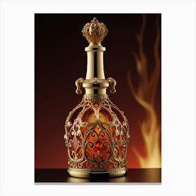 Gold Bottle With Flames Canvas Print