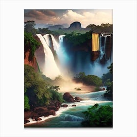 Iguazu Falls, Argentina And Brazil Realistic Photograph (3) Canvas Print