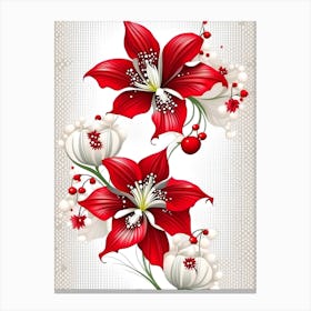 Red Lilies Vector Canvas Print