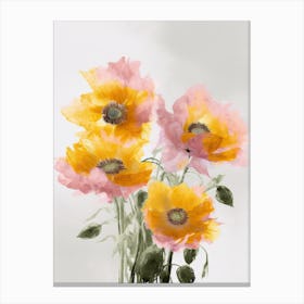 Sunflowers Flowers Acrylic Painting In Pastel Colours 7 Canvas Print