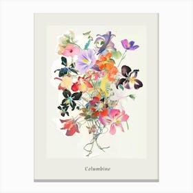 Columbine 1 Collage Flower Bouquet Poster Canvas Print