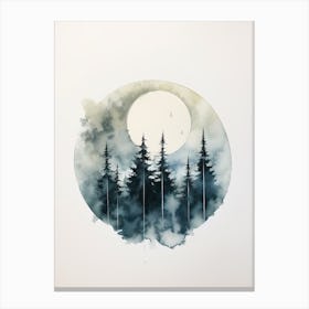 Watercolour Painting Of Boreal Forest   Northern Hemisphere 1 Canvas Print