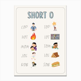 Short O Kids and Nursery Canvas Print