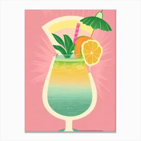Mai Tai Retro Pink Cocktail Poster Canvas Print