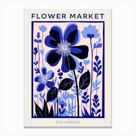 Blue Flower Market Poster Columbine 1 Canvas Print